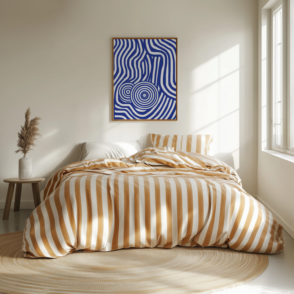 Fine Art Print, Blue and White Striped Seated Nude