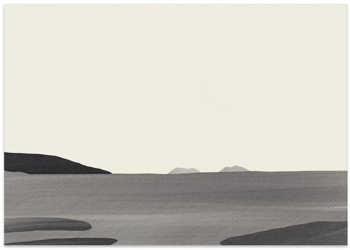 Fine Art Print, Minimal beach scenery in gray