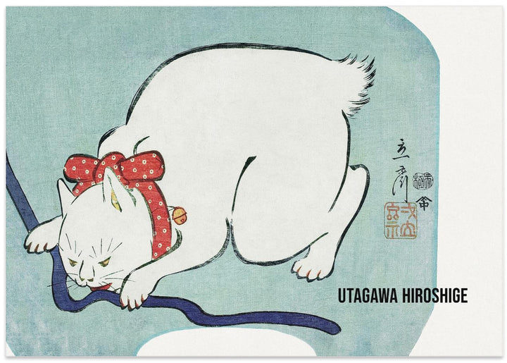 Fine Art Print, Japanese White Cat (1863) Vintage Woodblock Print