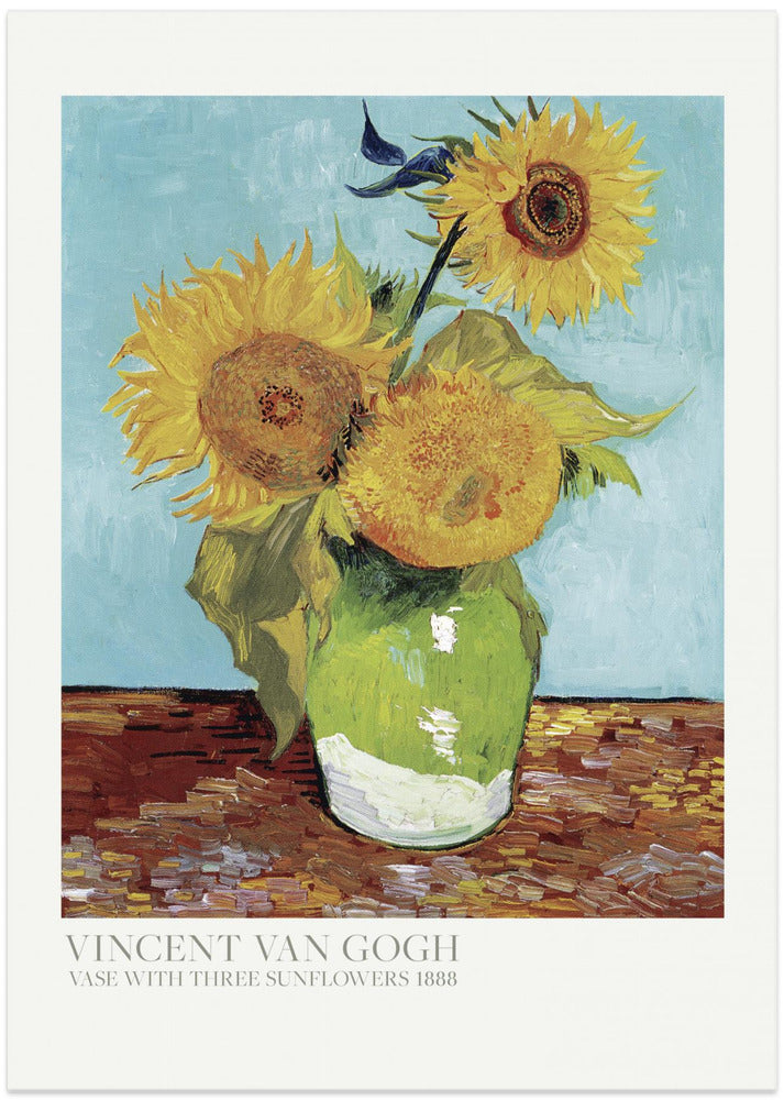 Fine Art Print, Vase With Three Sunflowers