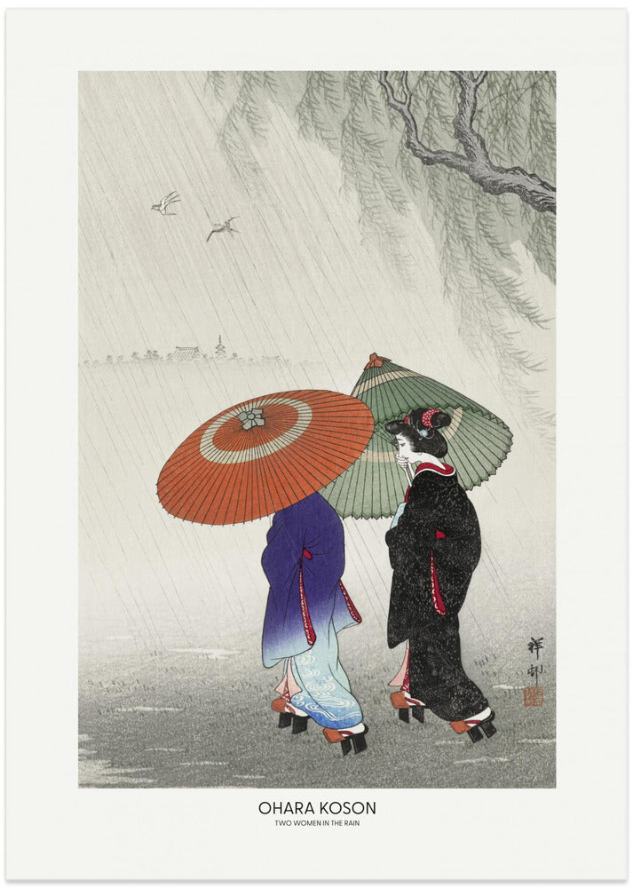 Fine Art Print, Two Women In The Rain