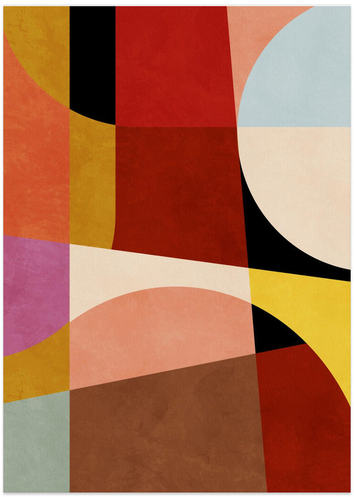 Fine Art Print, Warm Colors Bauhaus Geometry2