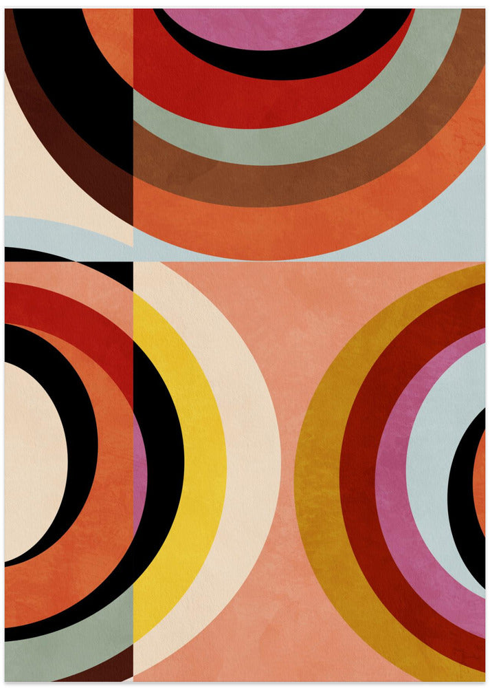 Fine Art Print, Warm Colors Bauhaus Geometry3