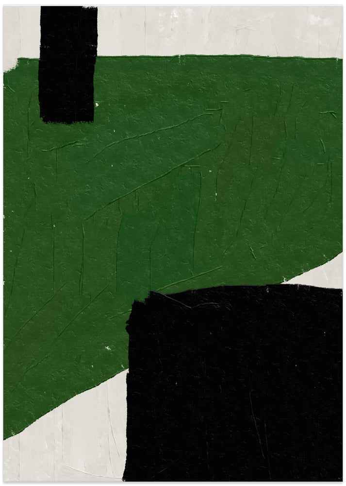 Fine Art Print, Green Beige Black Oil Abstract Painting