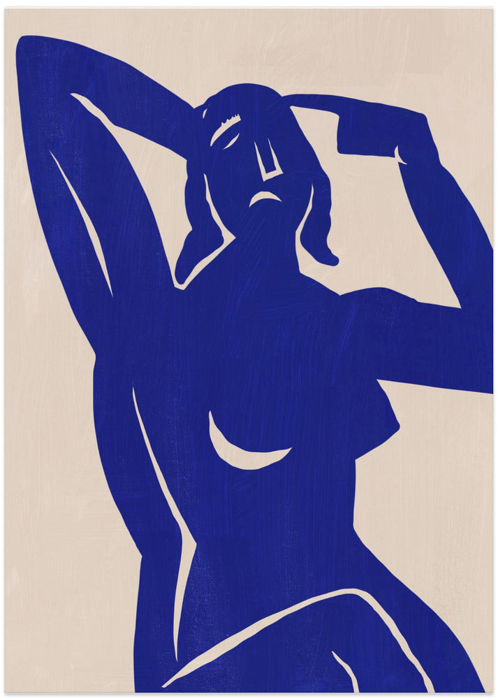 Fine Art Print, Paper cut figurative in blue