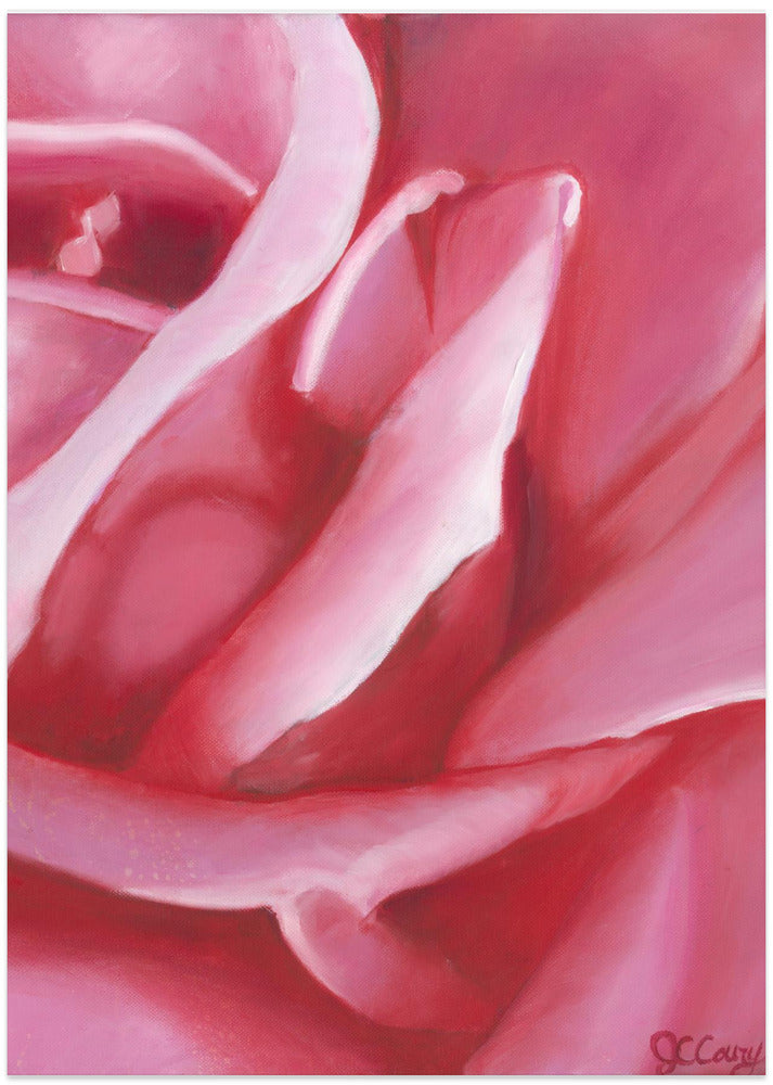 Fine Art Print, Pink Rose Oil on Canvas