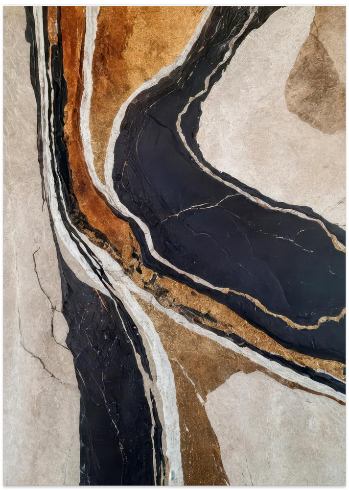 Fine Art Print, Textured Earth In Black and Gold