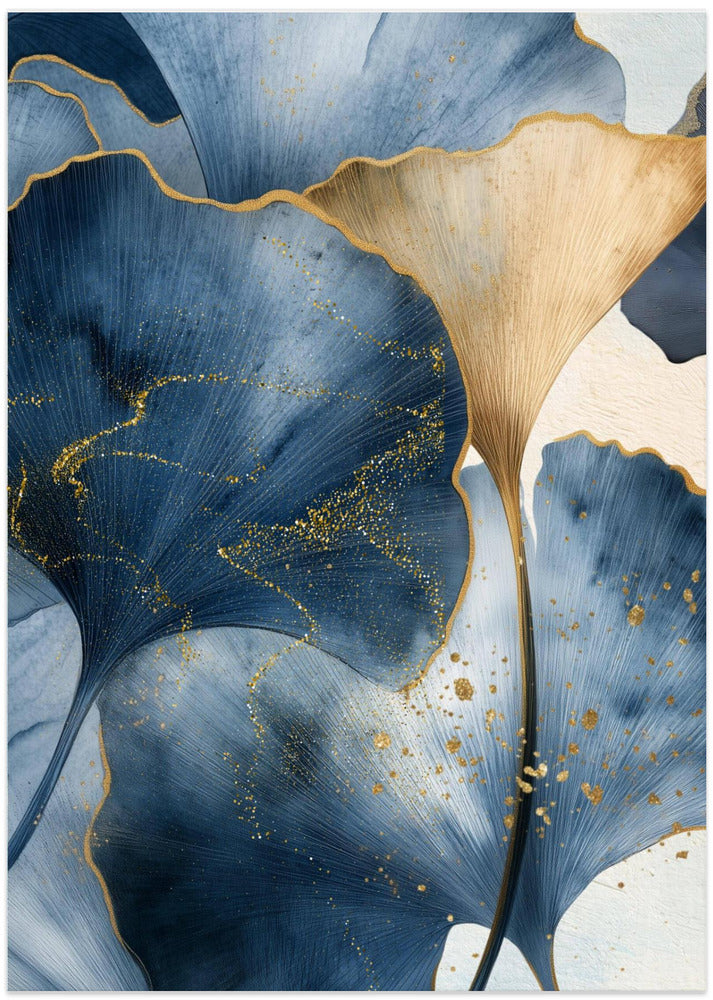 Fine Art Print, Blue Ginkgo Leaves 1