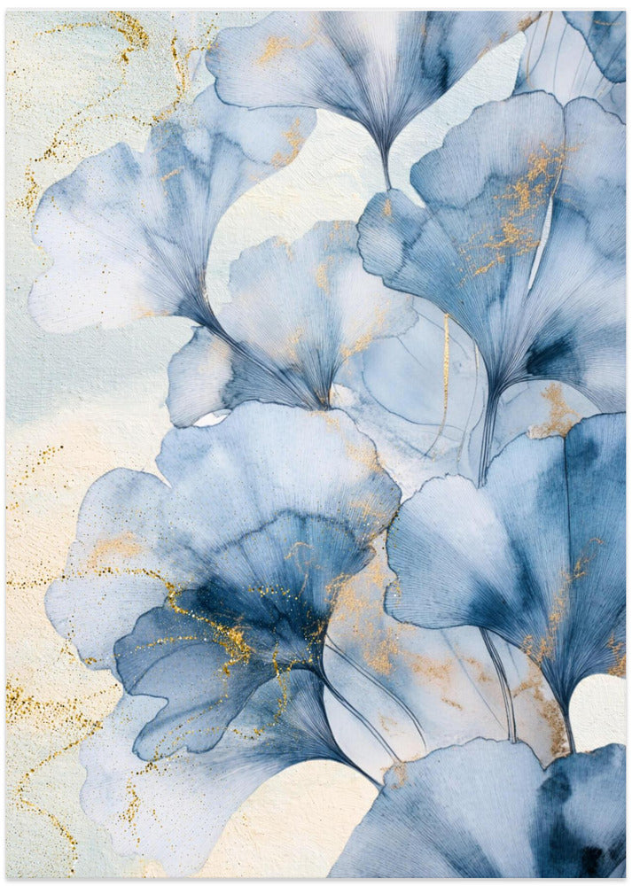 Fine Art Print, Blue Ginkgo Leaves 3