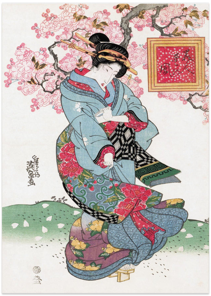 Fine Art Print, Japanese Woman (1828) Vintage Woodblock Print