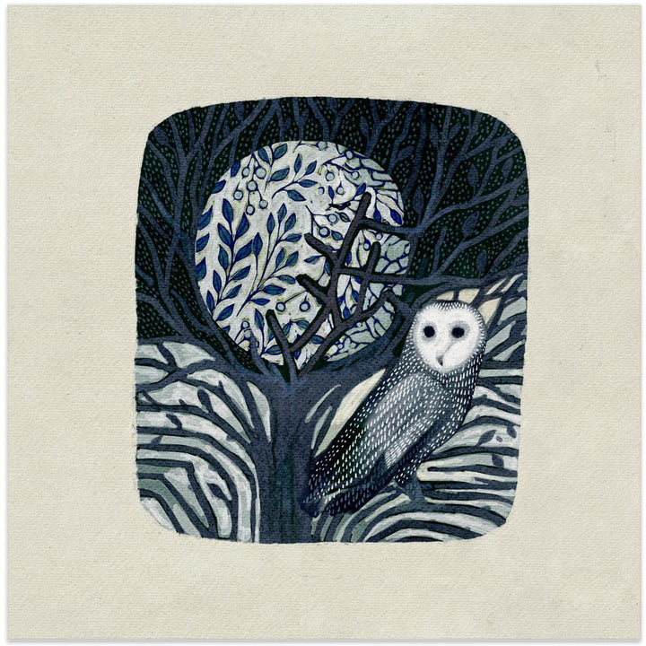 Fine Art Print, Owl and Moon